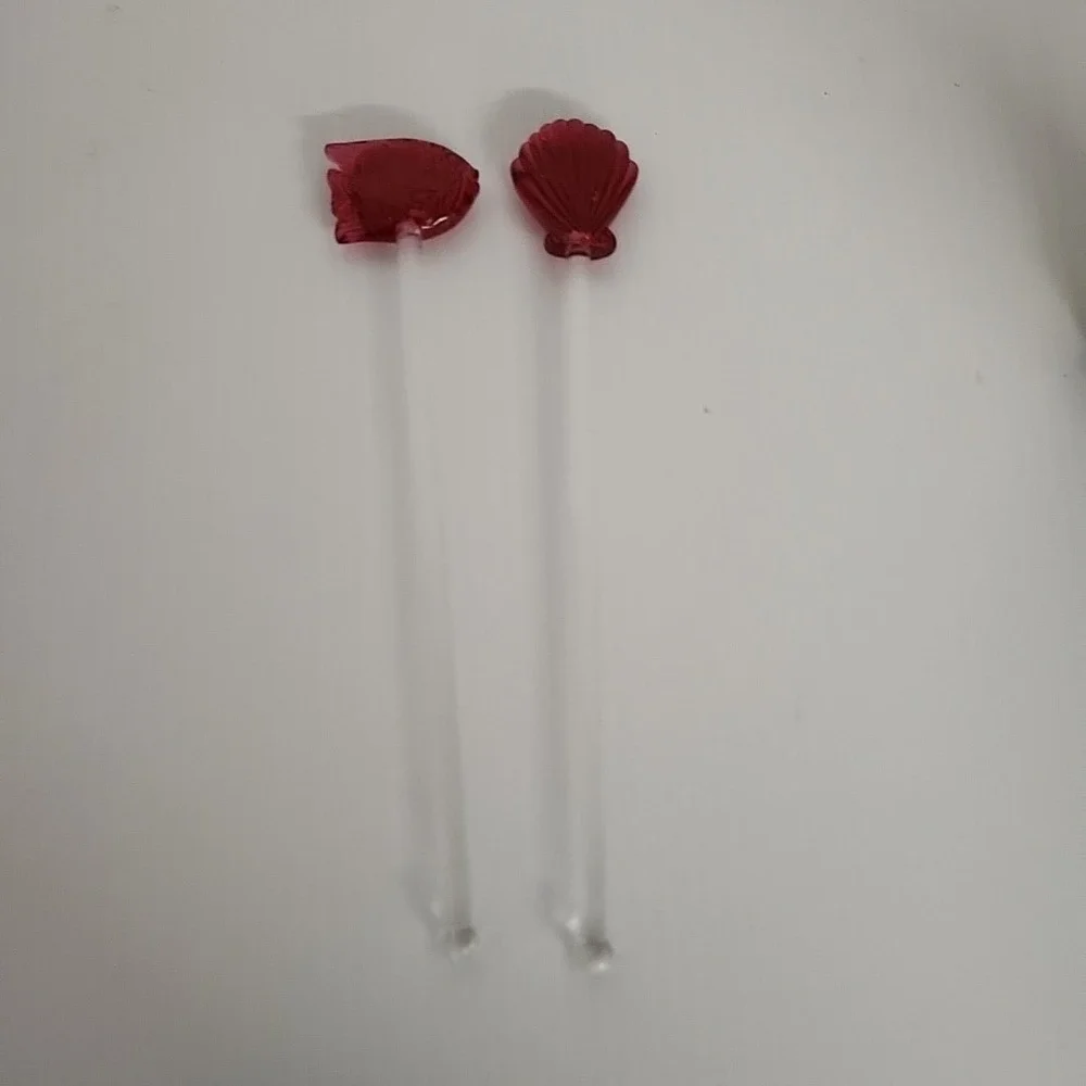 Set of 8 Drink Stirrers Swizzle Sticks Nautical And‎  Fish Colorful Vintage